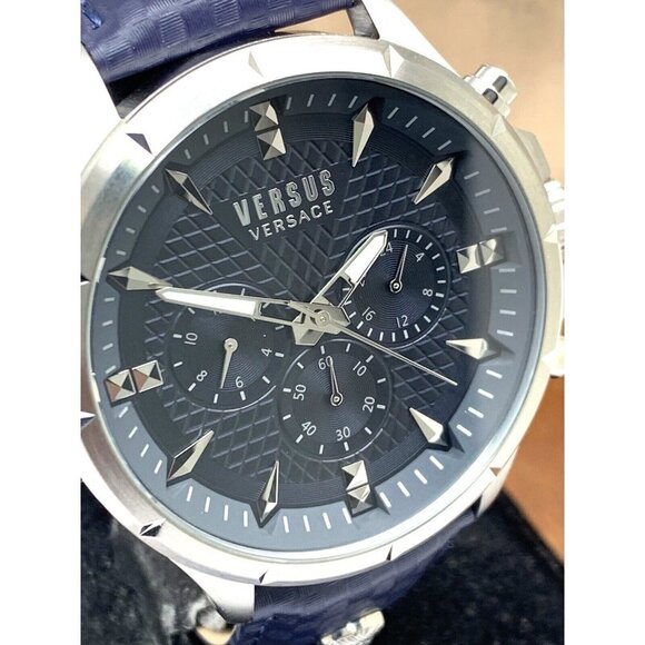 Versus by Versace Men's VSPBH7121 Quartz Blue Gray Dial Silver Leather B… - Picture 13 of 14